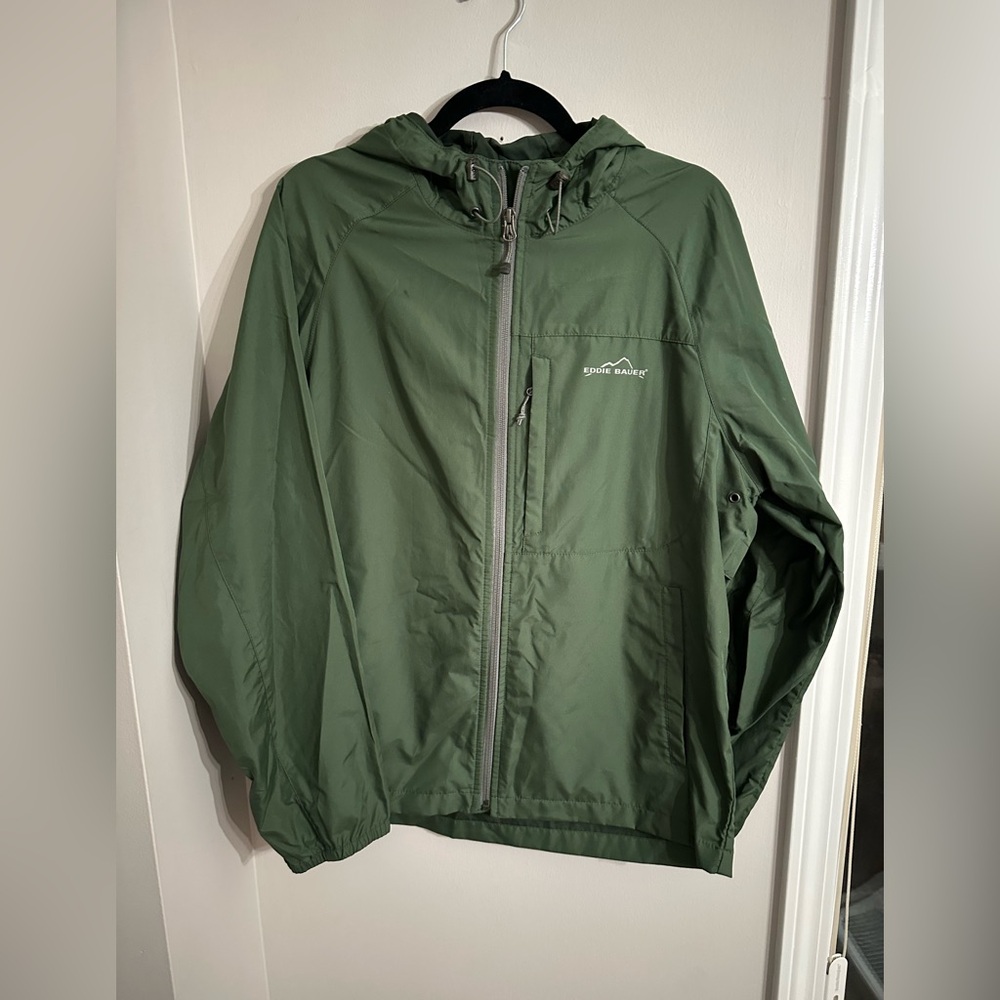 Eddie Bauer Forrest green rain coat euc